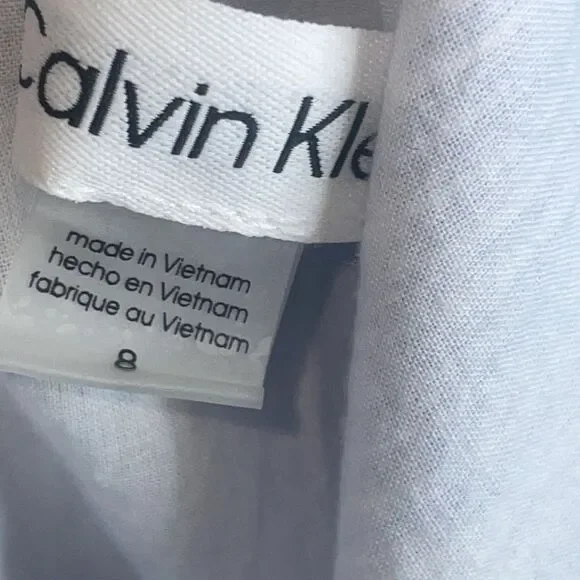 Calvin Klein Dress Womens 8 Blue Babydoll Sleeveless High Neck Lined Spring - Picture 9 of 10